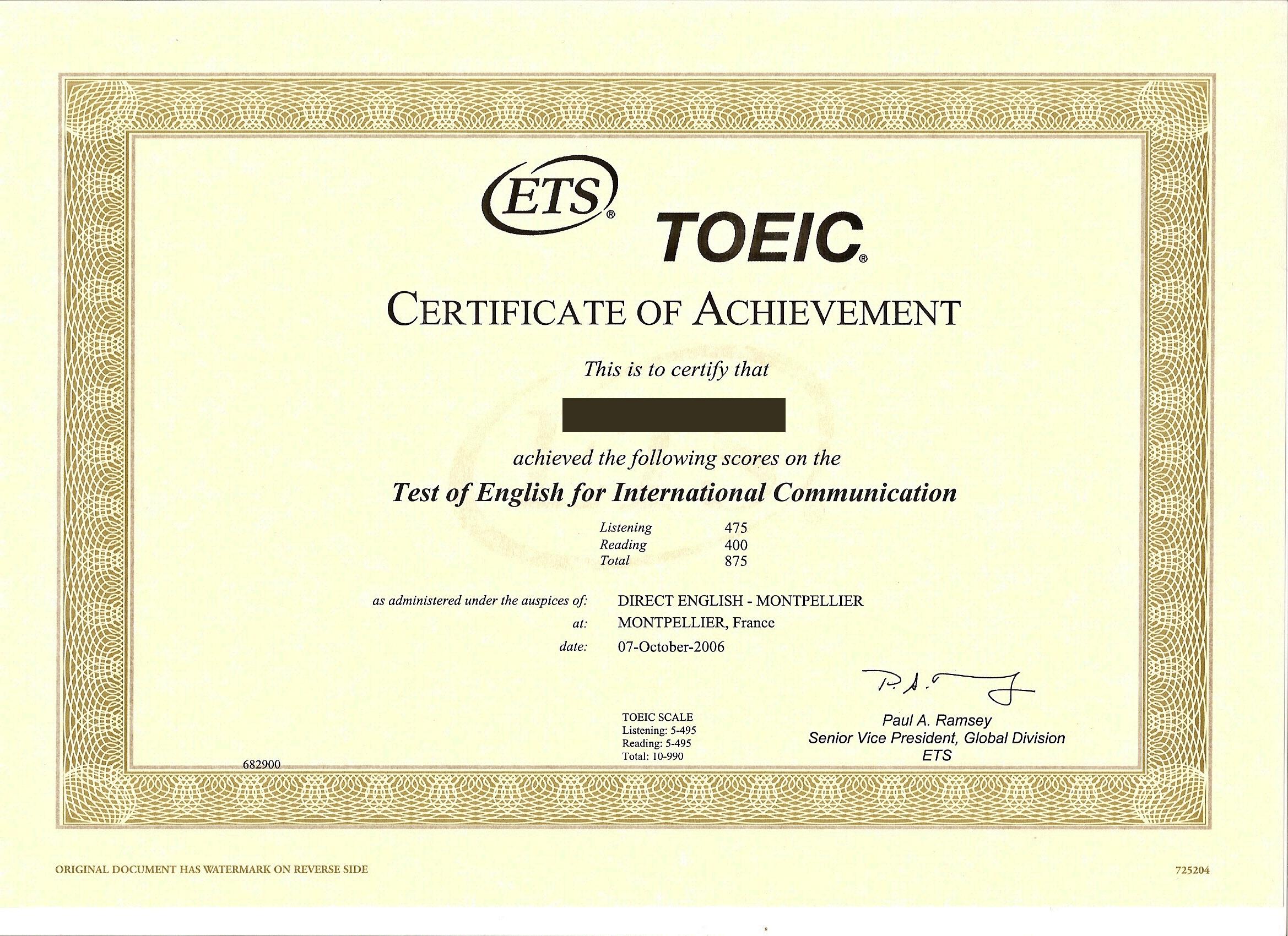 Chứng chỉ TOEIC có giá trị và thời hạn trong vòng 2 năm.